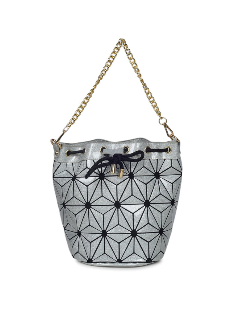 Baomi GEOMETRIC Bucket Handbag Silver Soft One Size Handbag