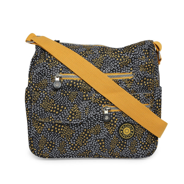 Baomi CRINKLE Black & Yellow Soft One Size Shoulder Bag