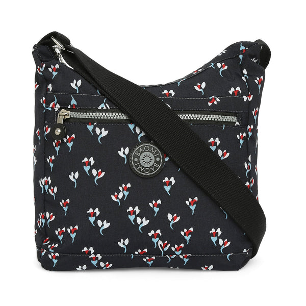 Baomi CRINKLE Black Floral Soft One Size Shoulder Bag