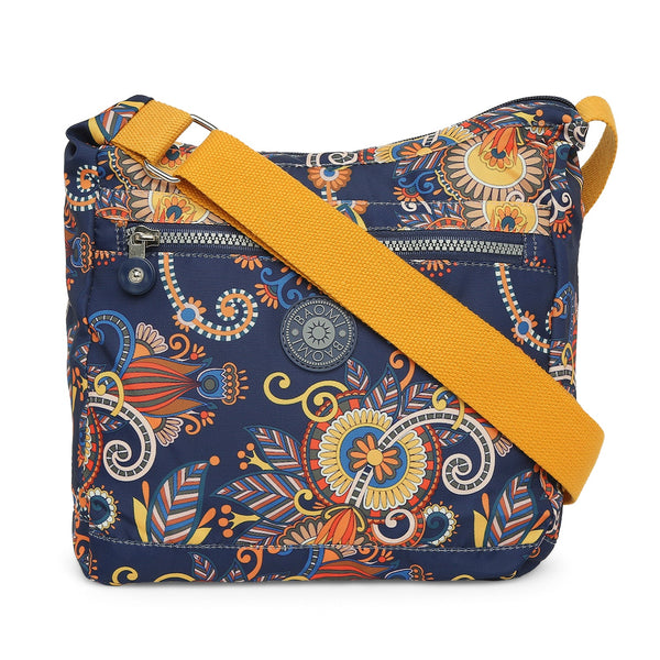 Baomi CRINKLE Blue & Yellow Floral Soft One Size Shoulder Bag