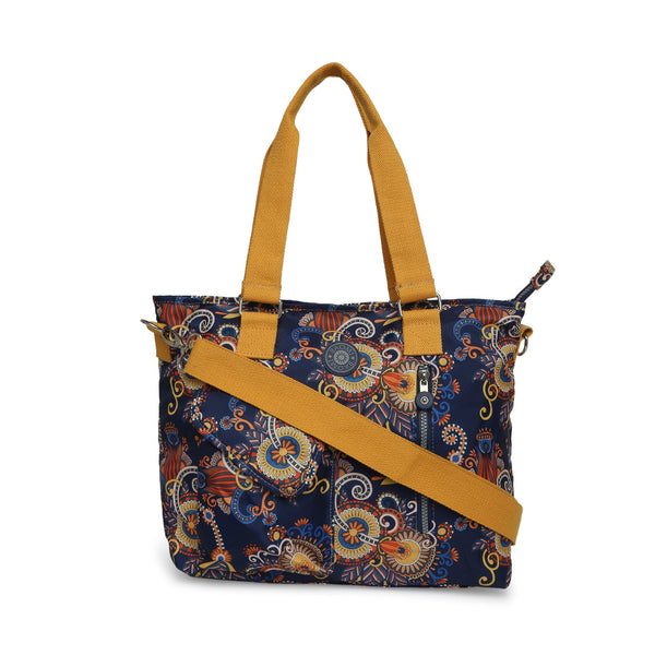 Baomi CRINKLE Blue & Yellow Floral Soft One Size Shoulder Bag