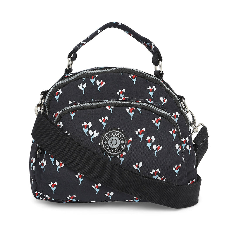 Baomi CRINKLE Black Floral Soft One Size Shoulder Bag