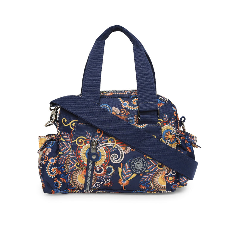 Baomi CRINKLE Blue & Yellow Floral Soft One Size Handbag